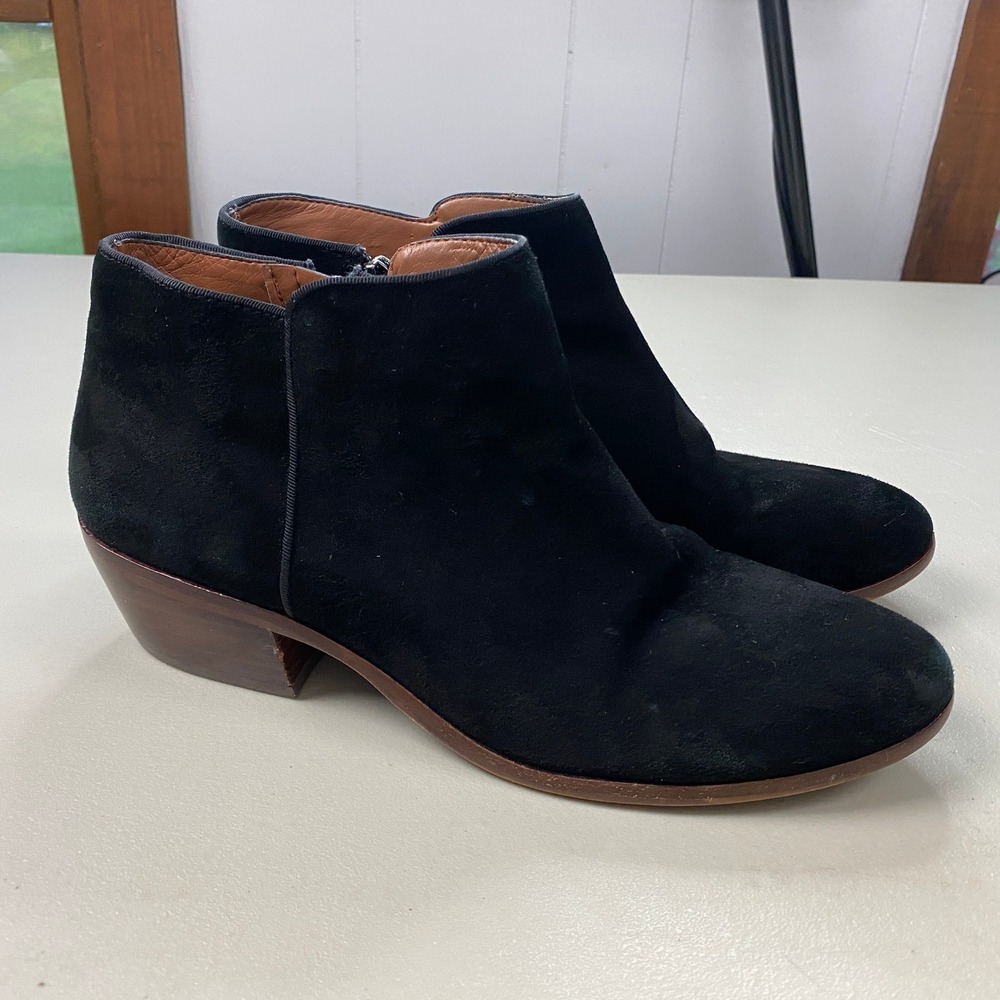 Sam Edelman Petty Ankle Booties Womens 9 Black Suede Block Heel Western Boots